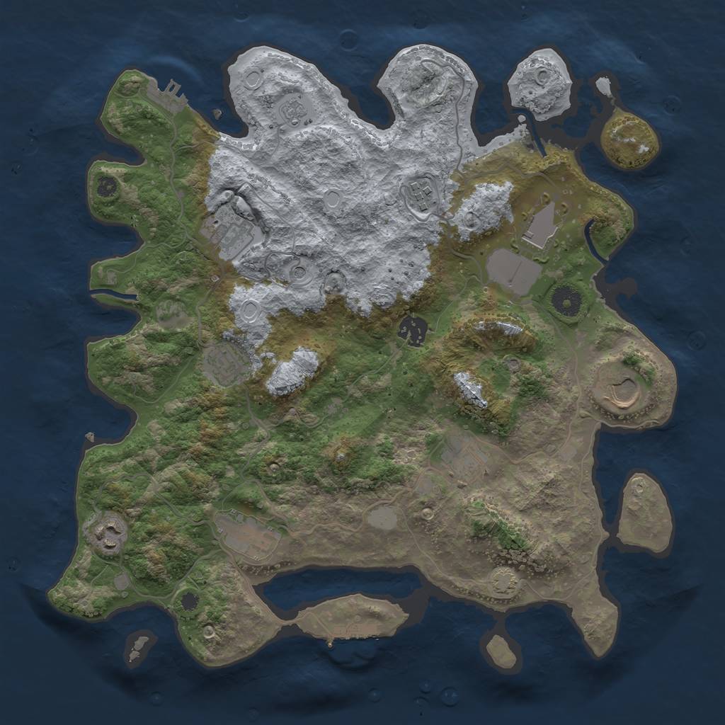 Rust Map: Procedural Map, Size: 3650, Seed: 42762243, 17 Monuments