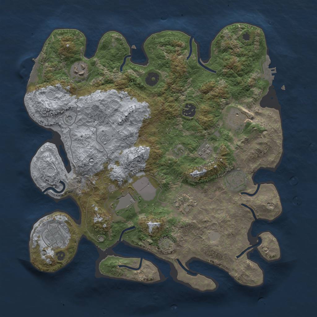 Rust Map: Procedural Map, Size: 3500, Seed: 750978420, 16 Monuments