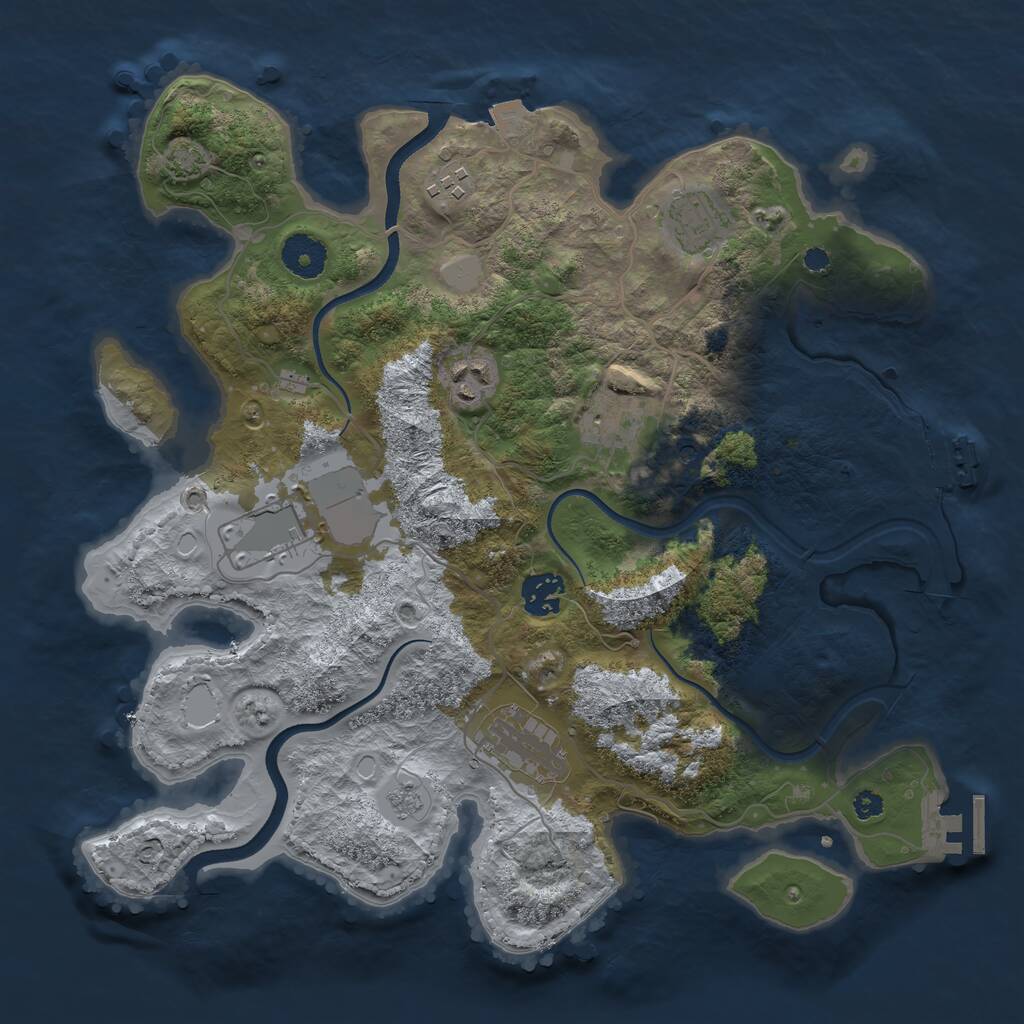 Rust Map: Procedural Map, Size: 3500, Seed: 1473282104, 13 Monuments