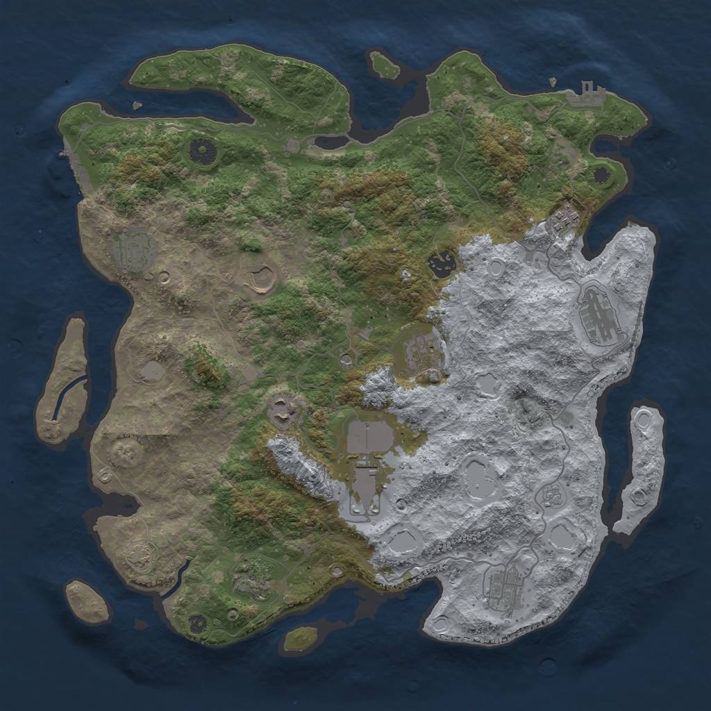 Rust Map: Procedural Map, Size: 3950, Seed: 21134, 18 Monuments