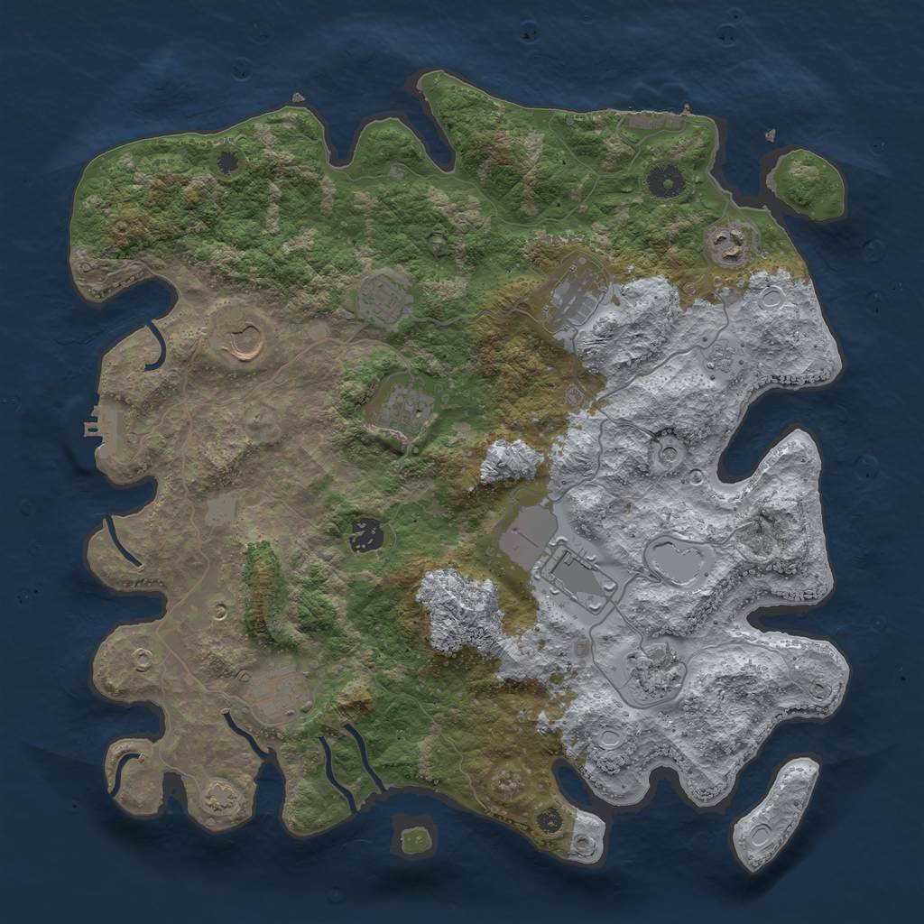 Rust Map: Procedural Map, Size: 3900, Seed: 1485543, 17 Monuments