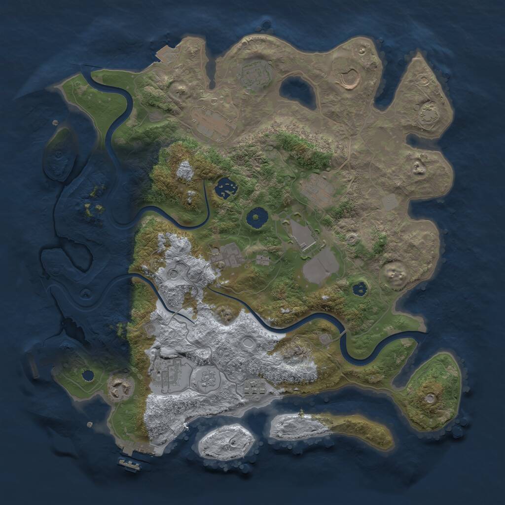 Rust Map: Procedural Map, Size: 3650, Seed: 47602182, 16 Monuments