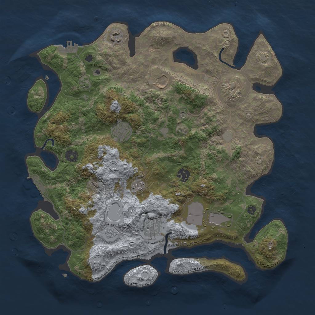 Rust Map: Procedural Map, Size: 3650, Seed: 47602182, 16 Monuments