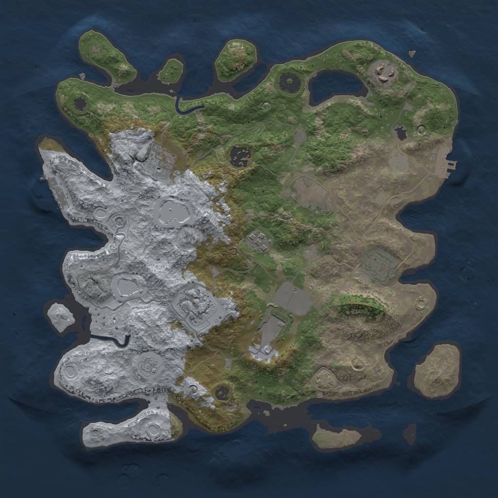Rust Map: Procedural Map, Size: 3500, Seed: 450580246, 16 Monuments