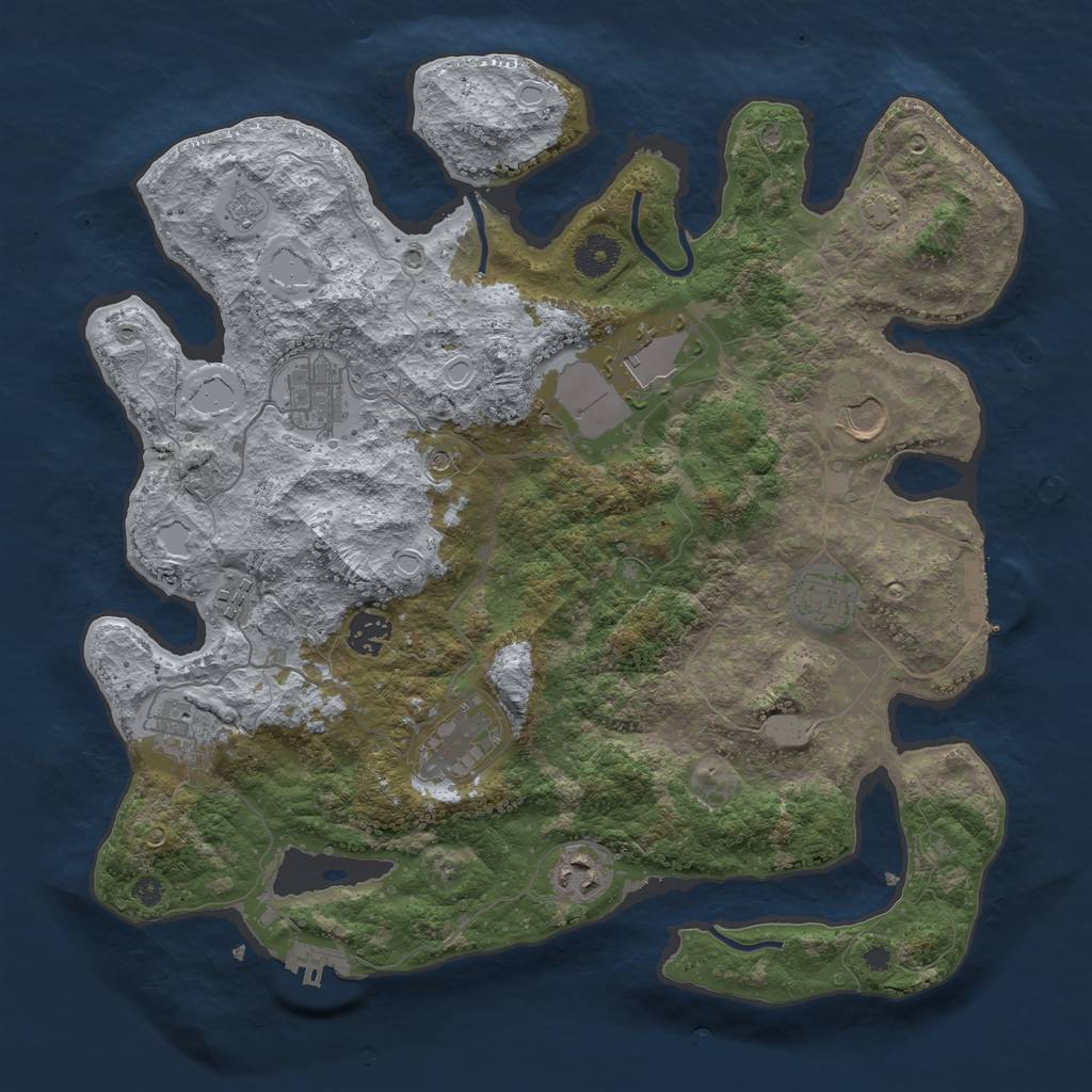 Rust Map: Procedural Map, Size: 3750, Seed: 60555641, 17 Monuments