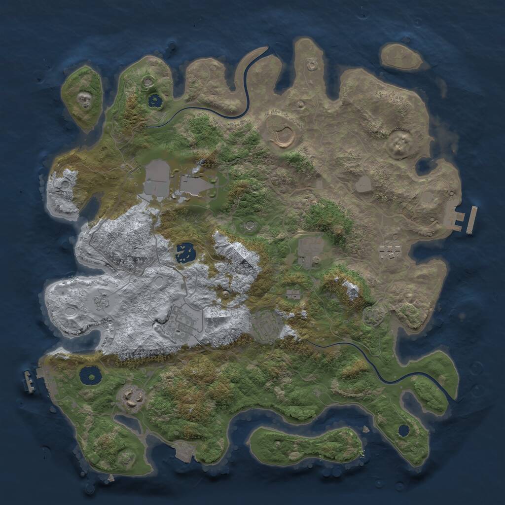 Rust Map: Procedural Map, Size: 3600, Seed: 42063782, 14 Monuments