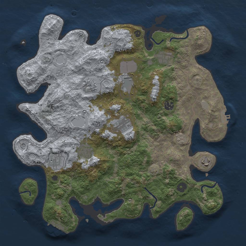 Rust Map: Procedural Map, Size: 3750, Seed: 91336853, 17 Monuments