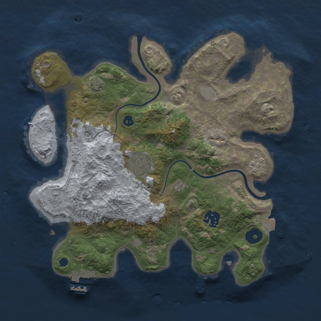 Rust Map: Procedural Map, Size: 3000, Seed: 1596770412, 8 Monuments