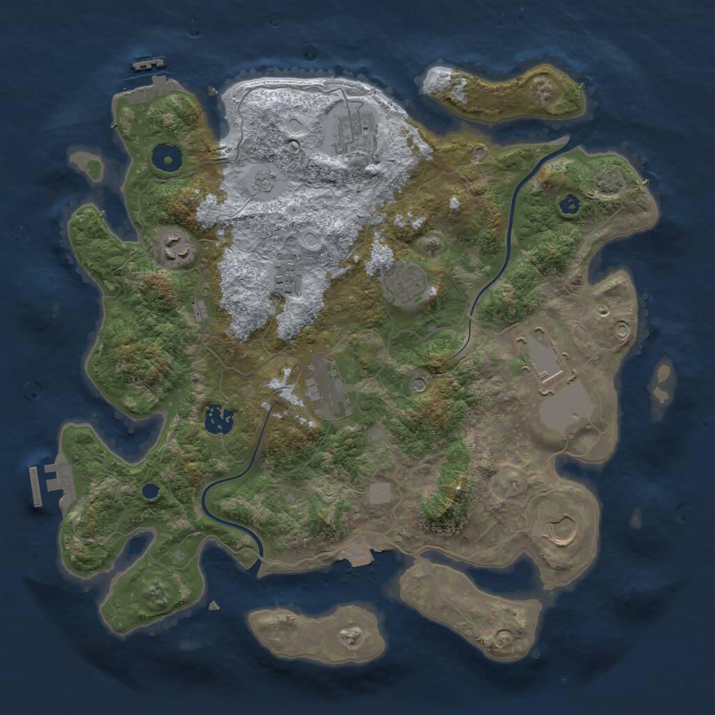 Rust Map: Procedural Map, Size: 3600, Seed: 9031817, 14 Monuments