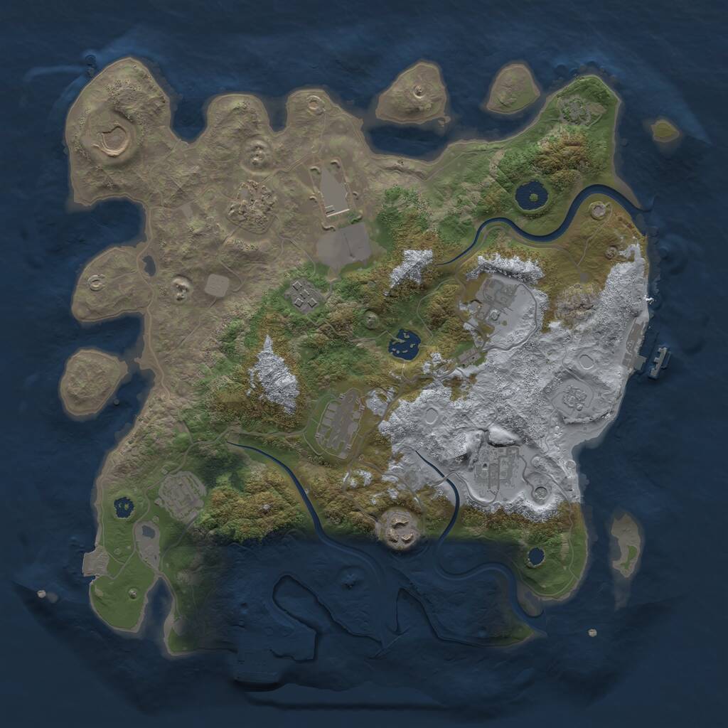 Rust Map: Procedural Map, Size: 3600, Seed: 17387396, 16 Monuments