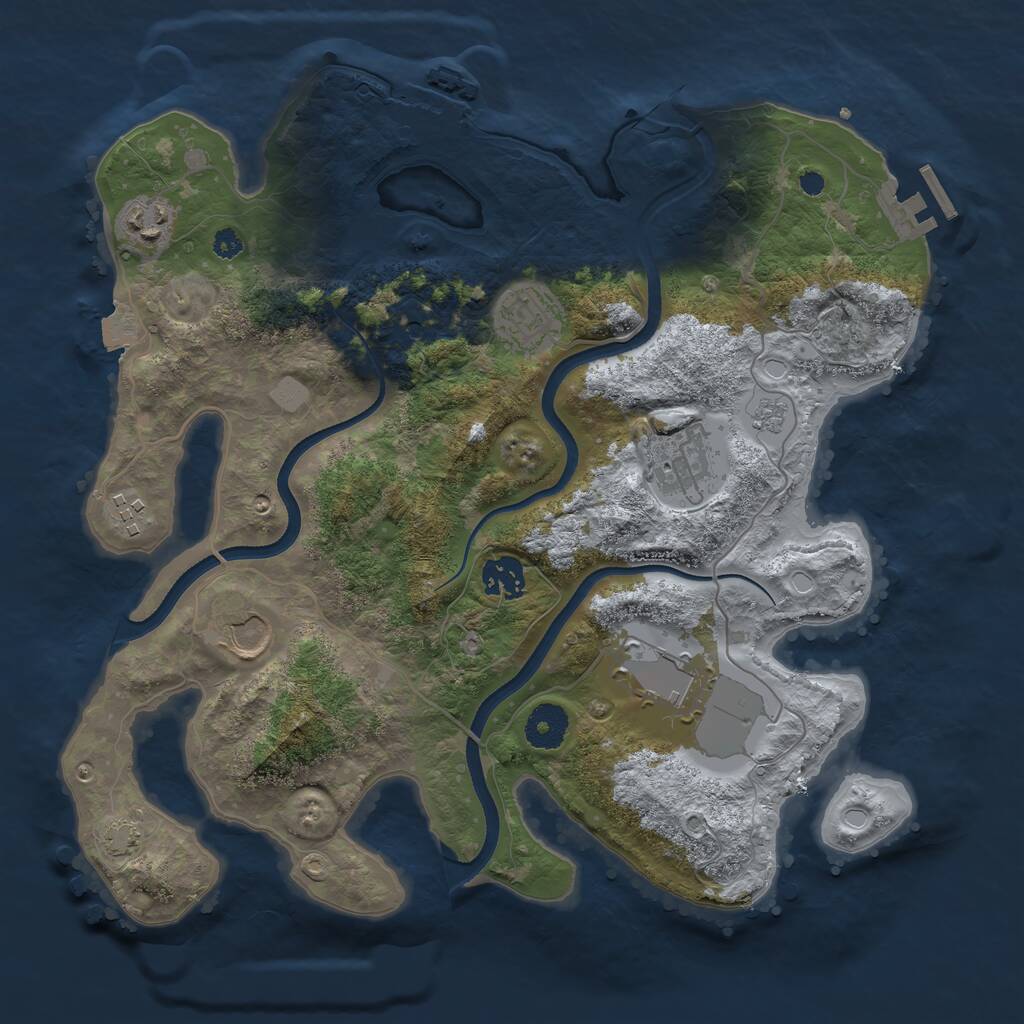Rust Map: Procedural Map, Size: 3500, Seed: 1564482843, 13 Monuments