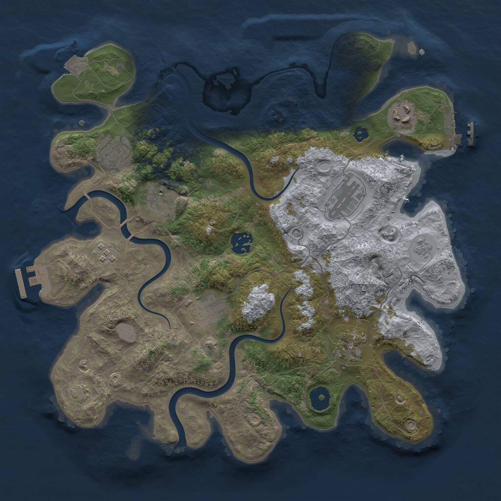 Rust Map: Procedural Map, Size: 3400, Seed: 43079276, 14 Monuments