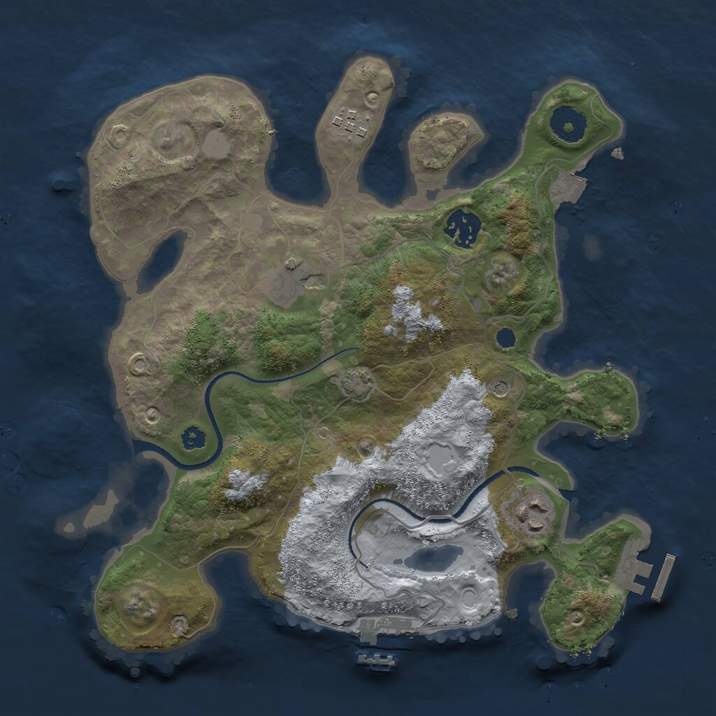 Rust Map: Procedural Map, Size: 3000, Seed: 906899050, 9 Monuments