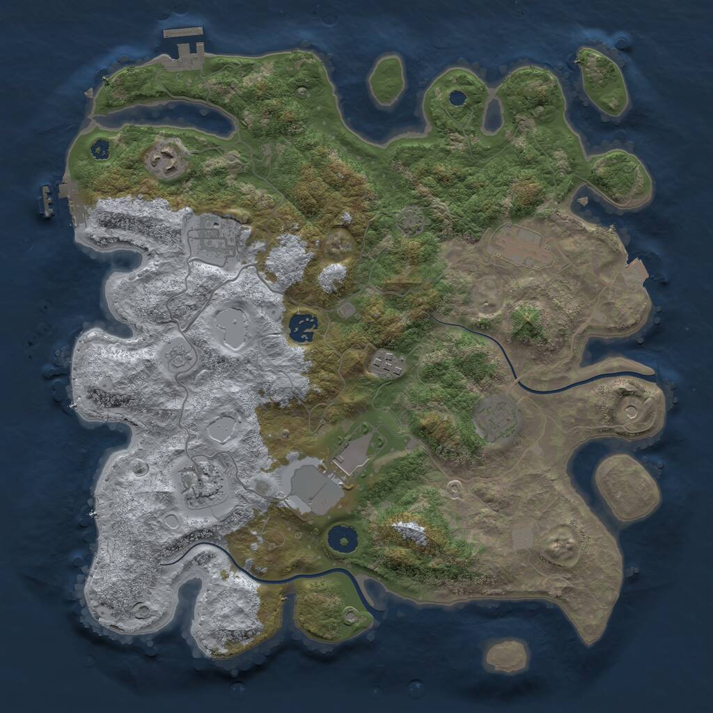 Rust Map: Procedural Map, Size: 3650, Seed: 91848979, 14 Monuments