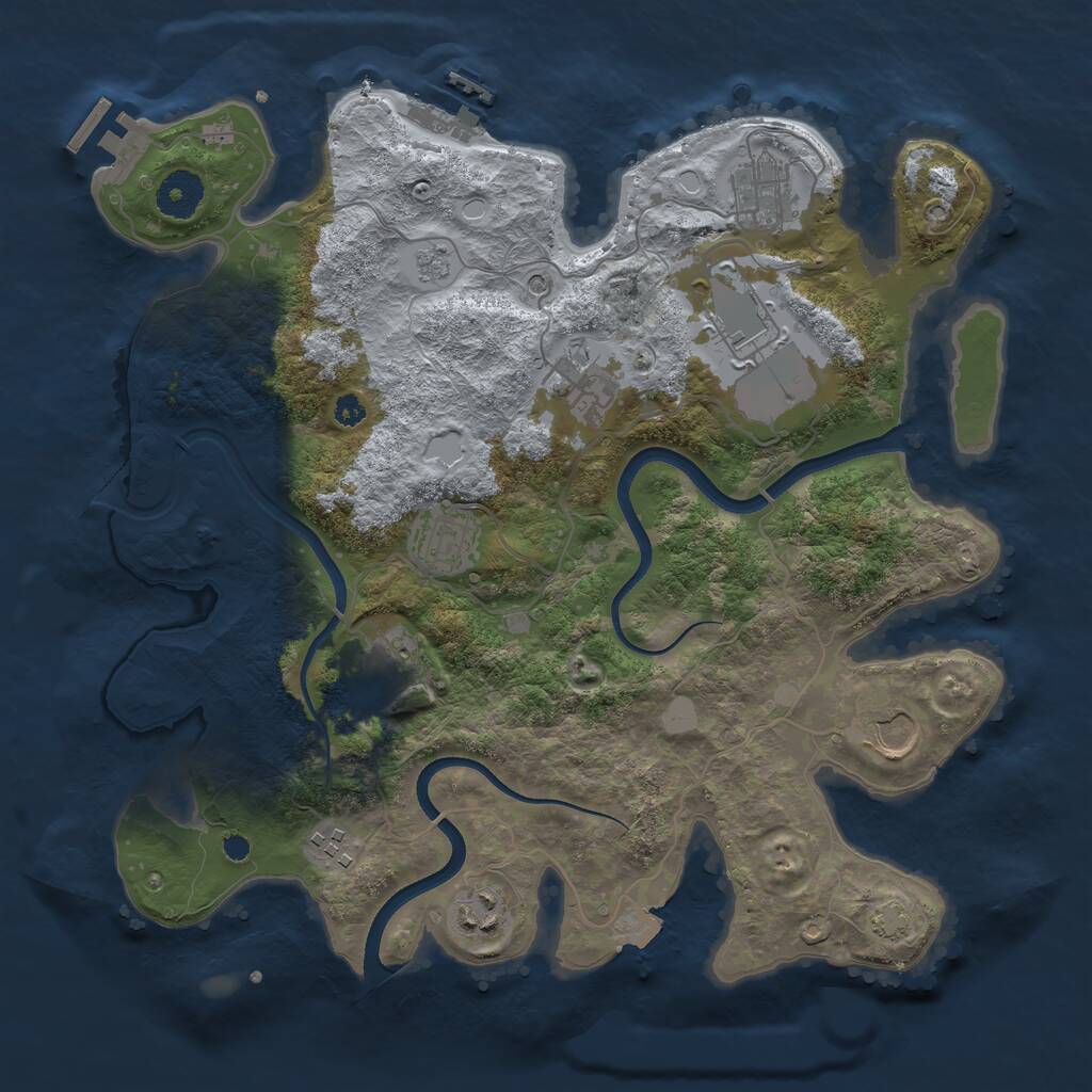 Rust Map: Procedural Map, Size: 3500, Seed: 808969529, 14 Monuments