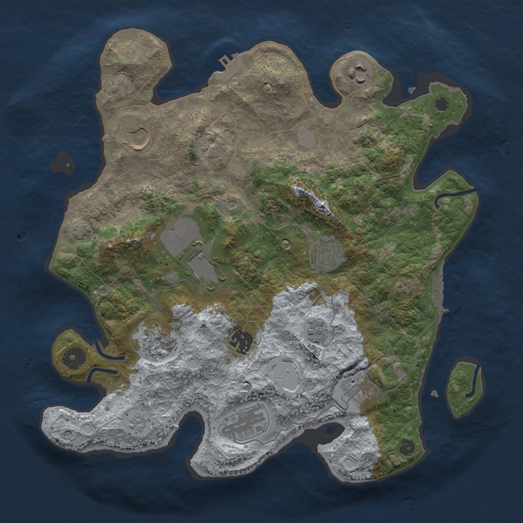 Rust Map: Procedural Map, Size: 3500, Seed: 493618708, 17 Monuments