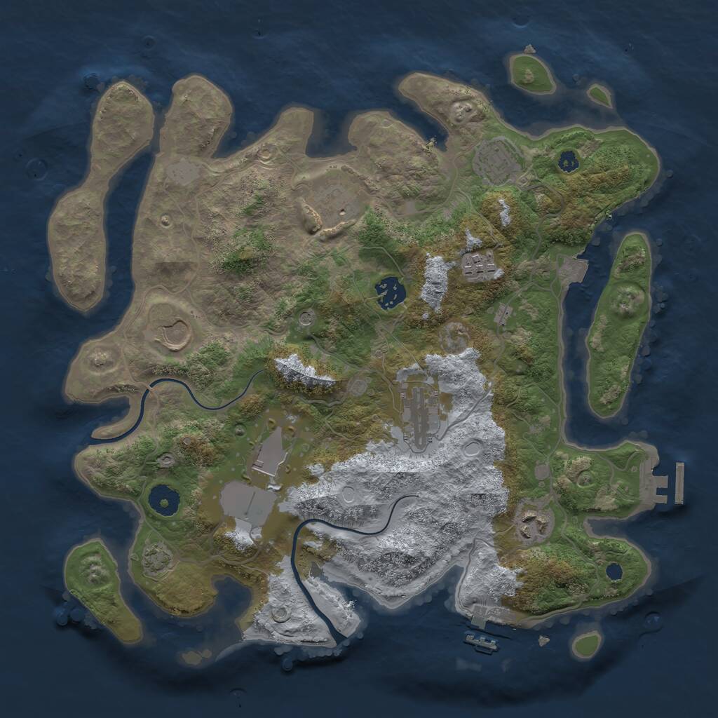 Rust Map: Procedural Map, Size: 3500, Seed: 2047517049, 13 Monuments