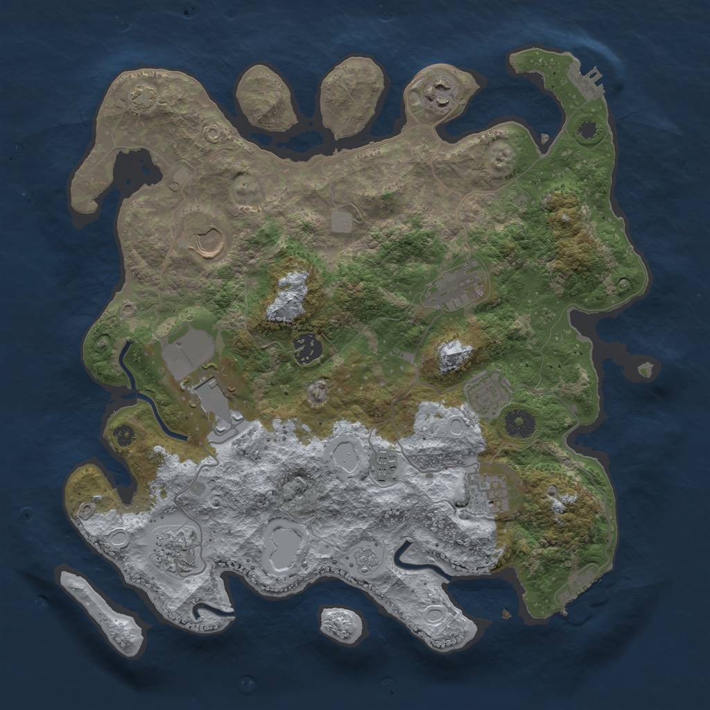 Rust Map: Procedural Map, Size: 3550, Seed: 32410850, 16 Monuments