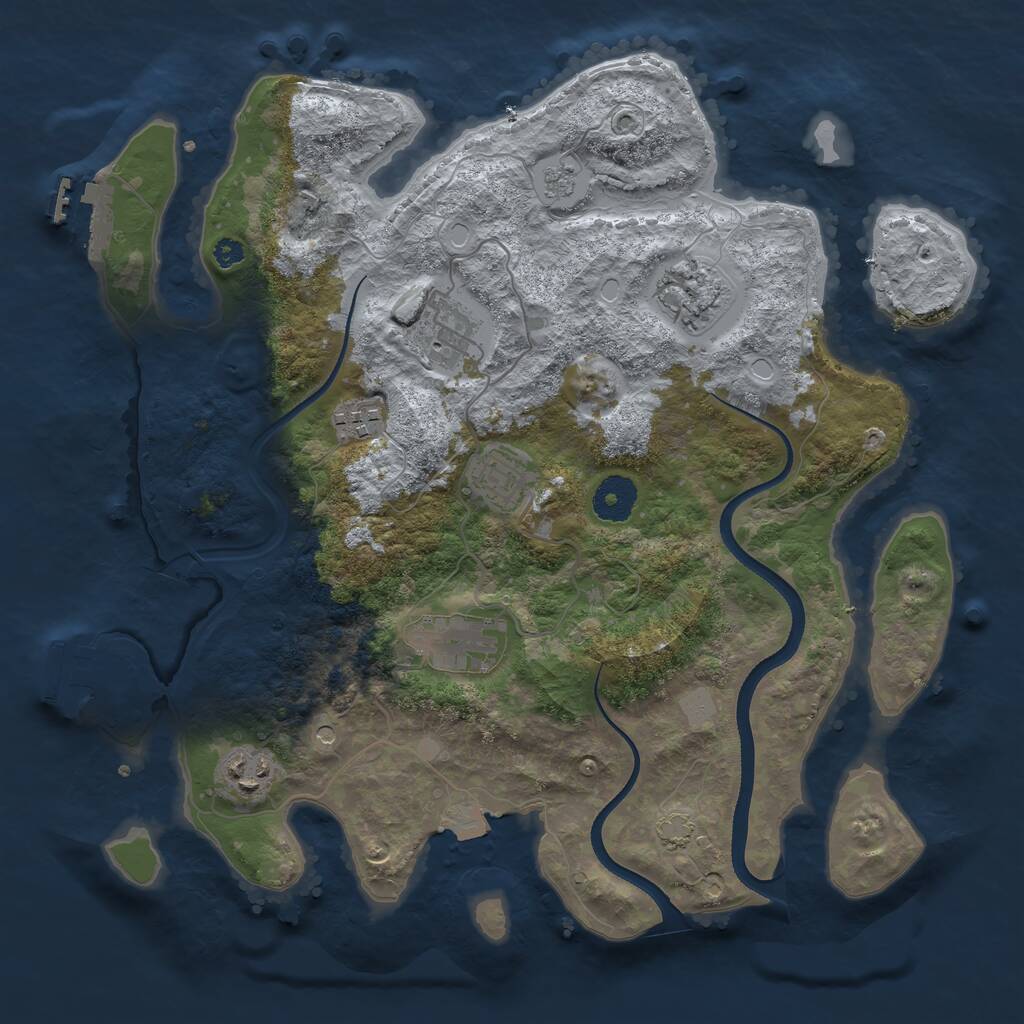 Rust Map: Procedural Map, Size: 3450, Seed: 46657226, 12 Monuments