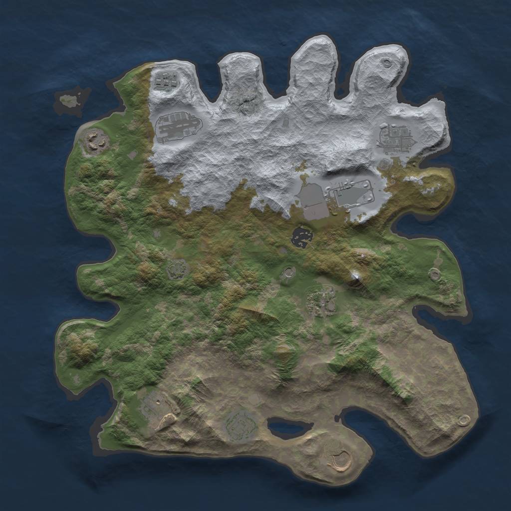 Rust Map: Barren, Size: 3700, Seed: 98378352, 14 Monuments