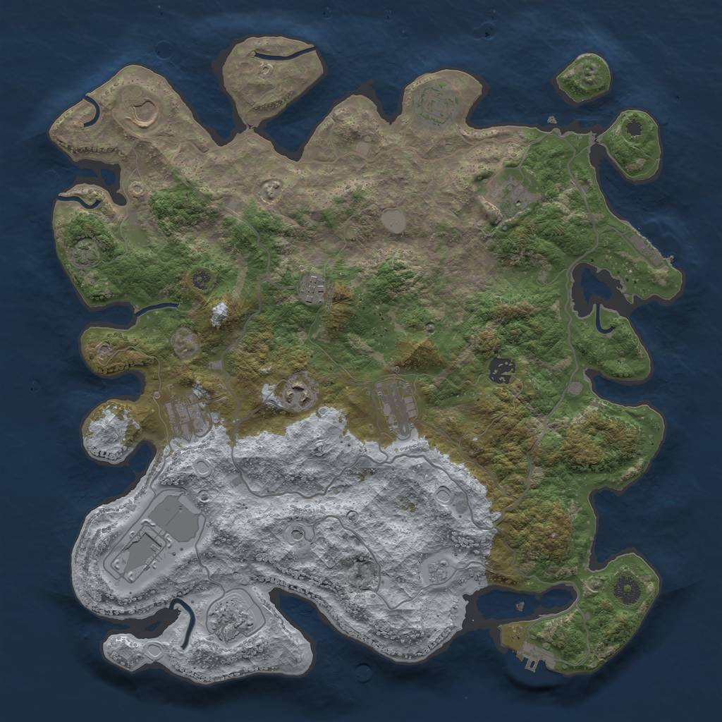 Rust Map: Procedural Map, Size: 4000, Seed: 377905378, 18 Monuments