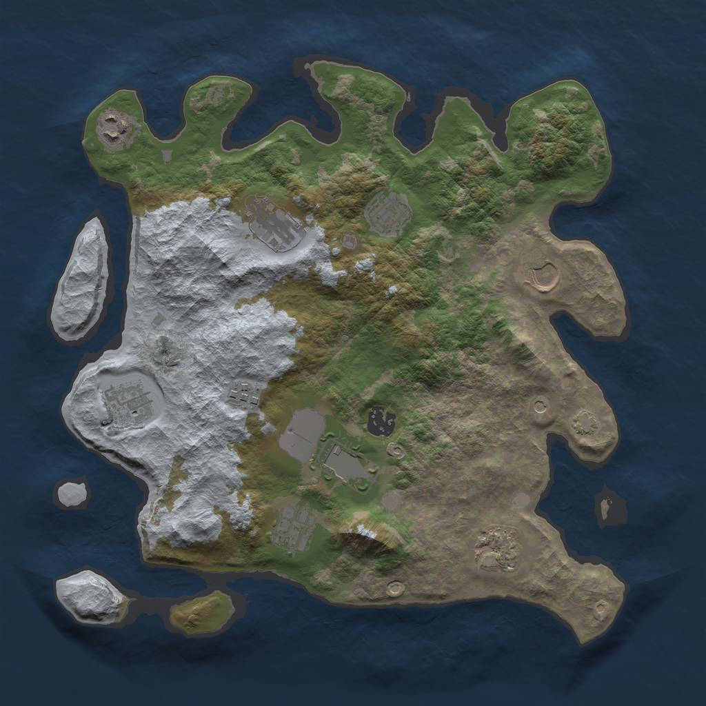 Rust Map: Barren, Size: 3600, Seed: 88006906, 14 Monuments