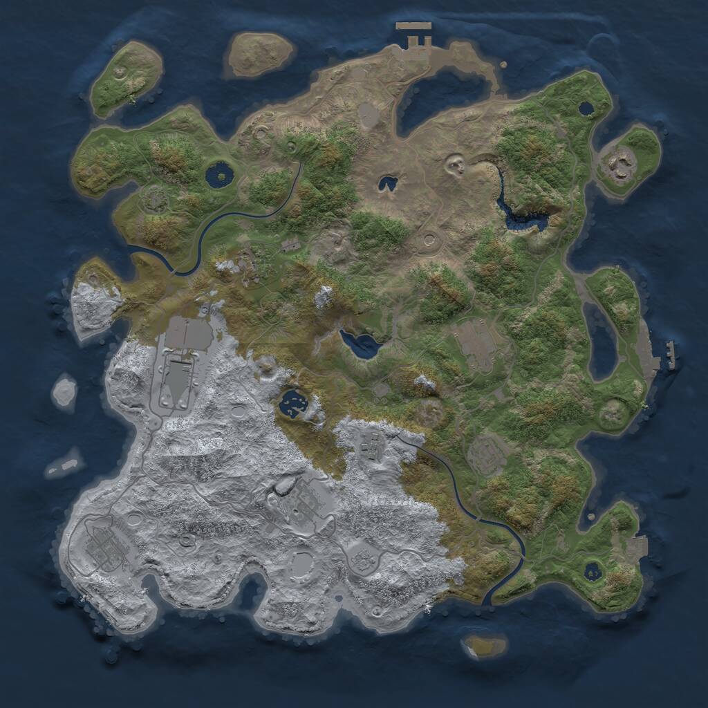 Rust Map: Procedural Map, Size: 4000, Seed: 49704870, 15 Monuments