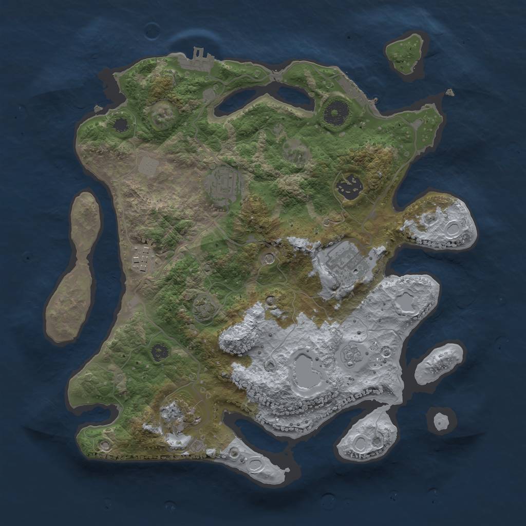 Rust Map: Procedural Map, Size: 3200, Seed: 5258, 13 Monuments