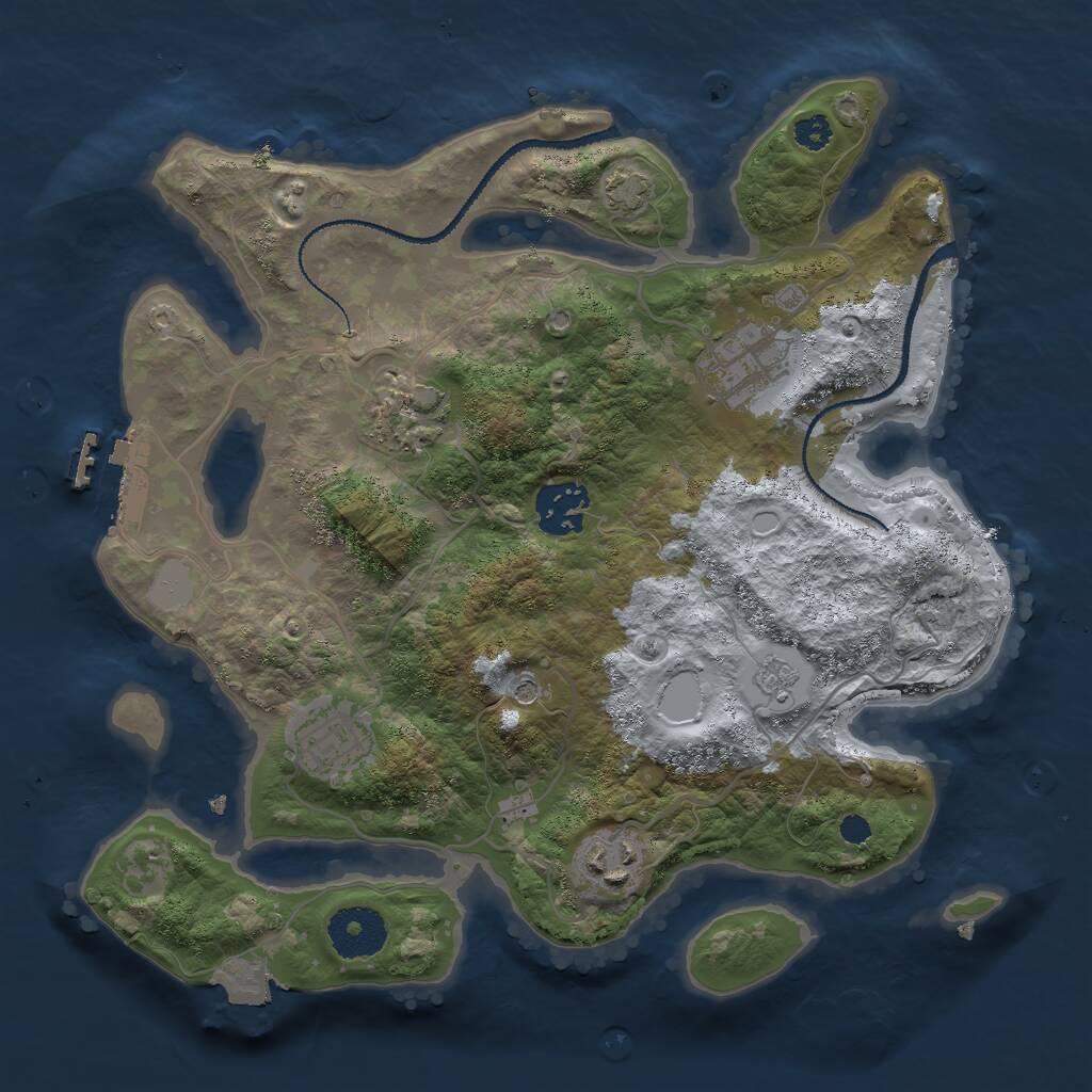 Rust Map: Procedural Map, Size: 3000, Seed: 37399531, 10 Monuments