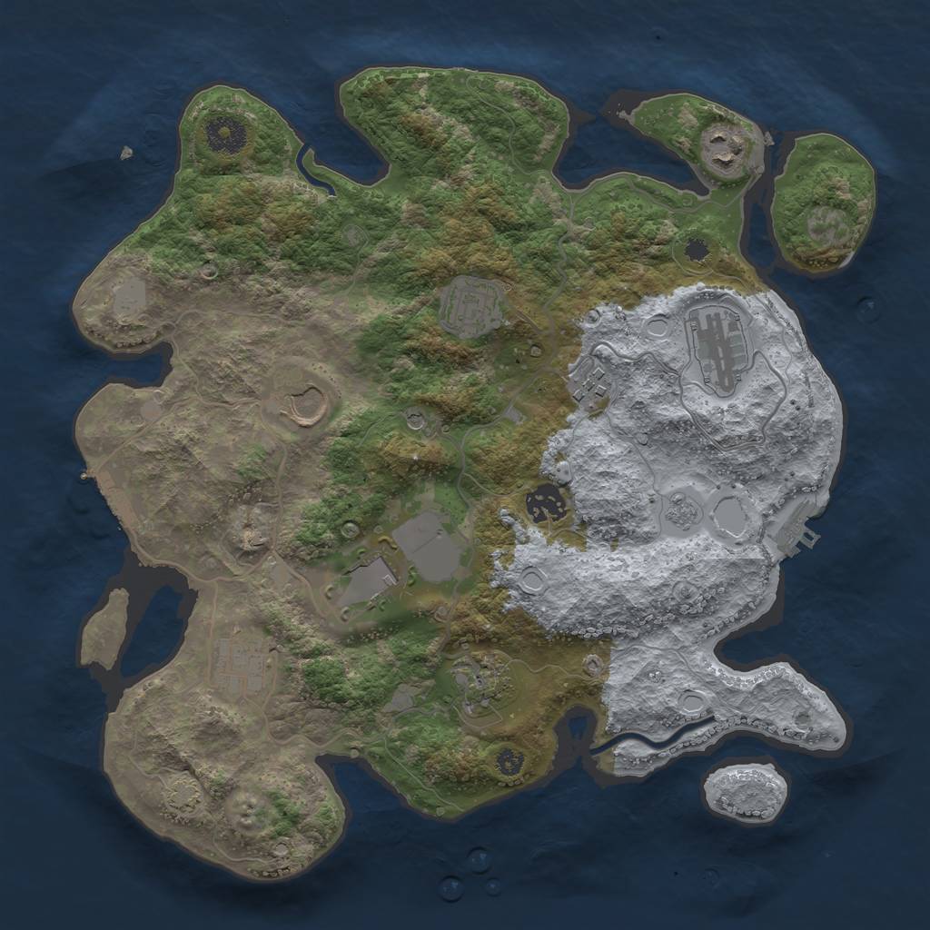 Rust Map: Procedural Map, Size: 3500, Seed: 906466, 17 Monuments