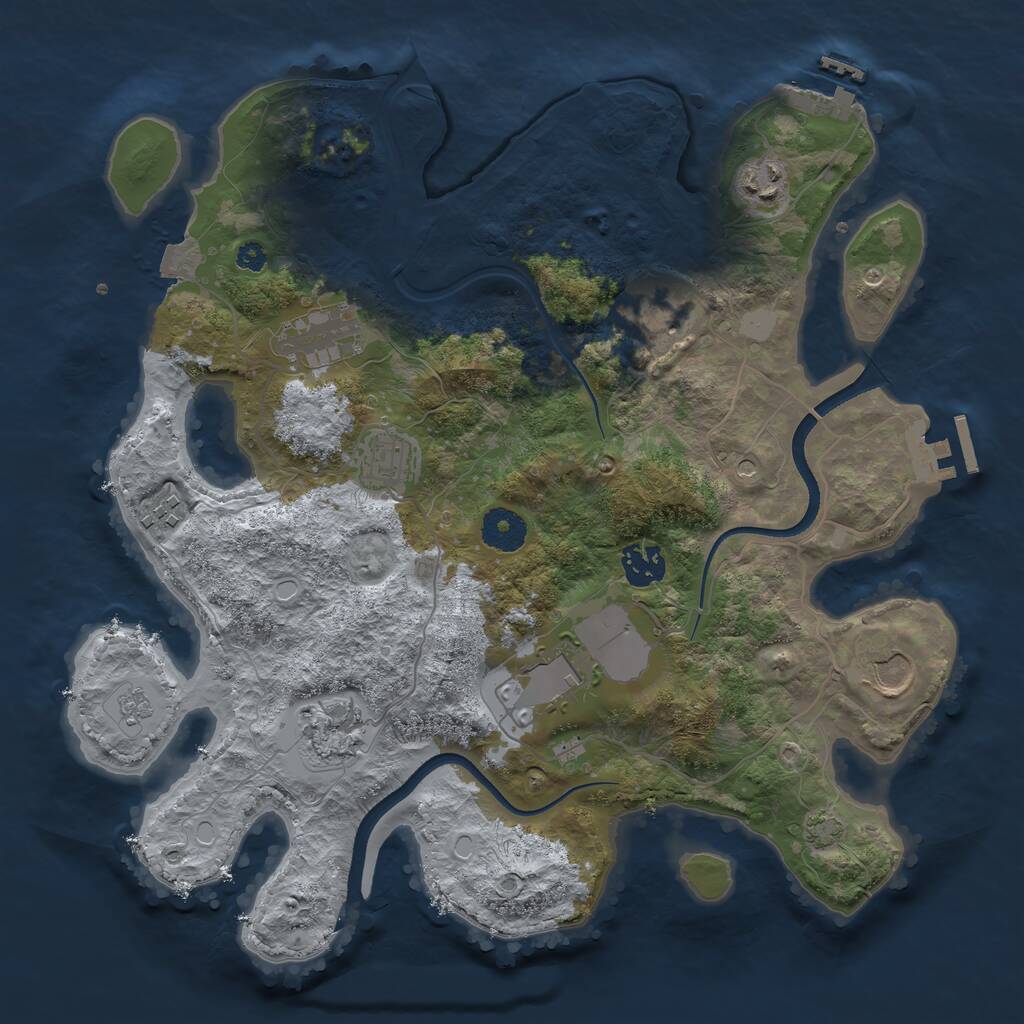 Rust Map: Procedural Map, Size: 3500, Seed: 10412, 15 Monuments