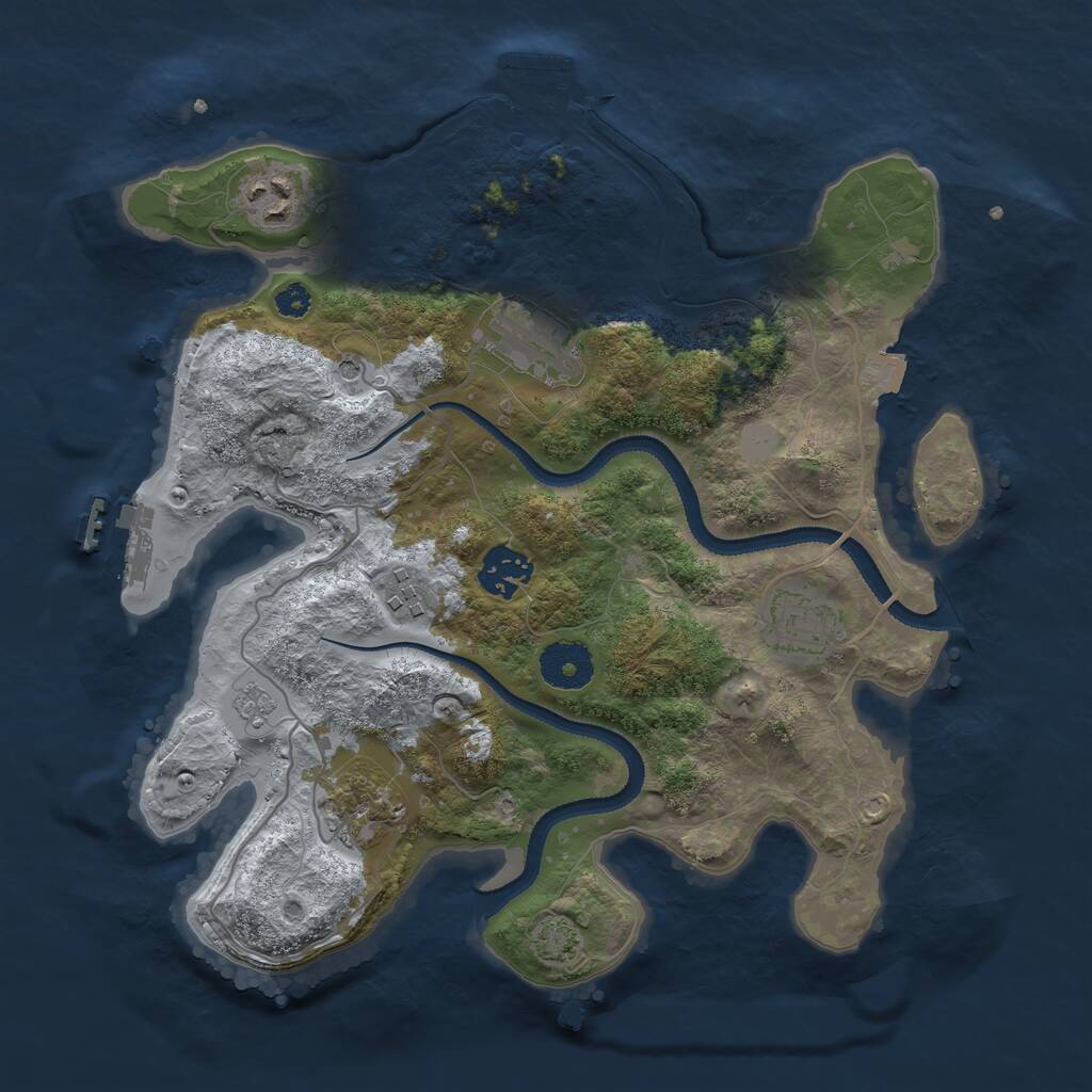 Rust Map: Procedural Map, Size: 3200, Seed: 9977, 12 Monuments