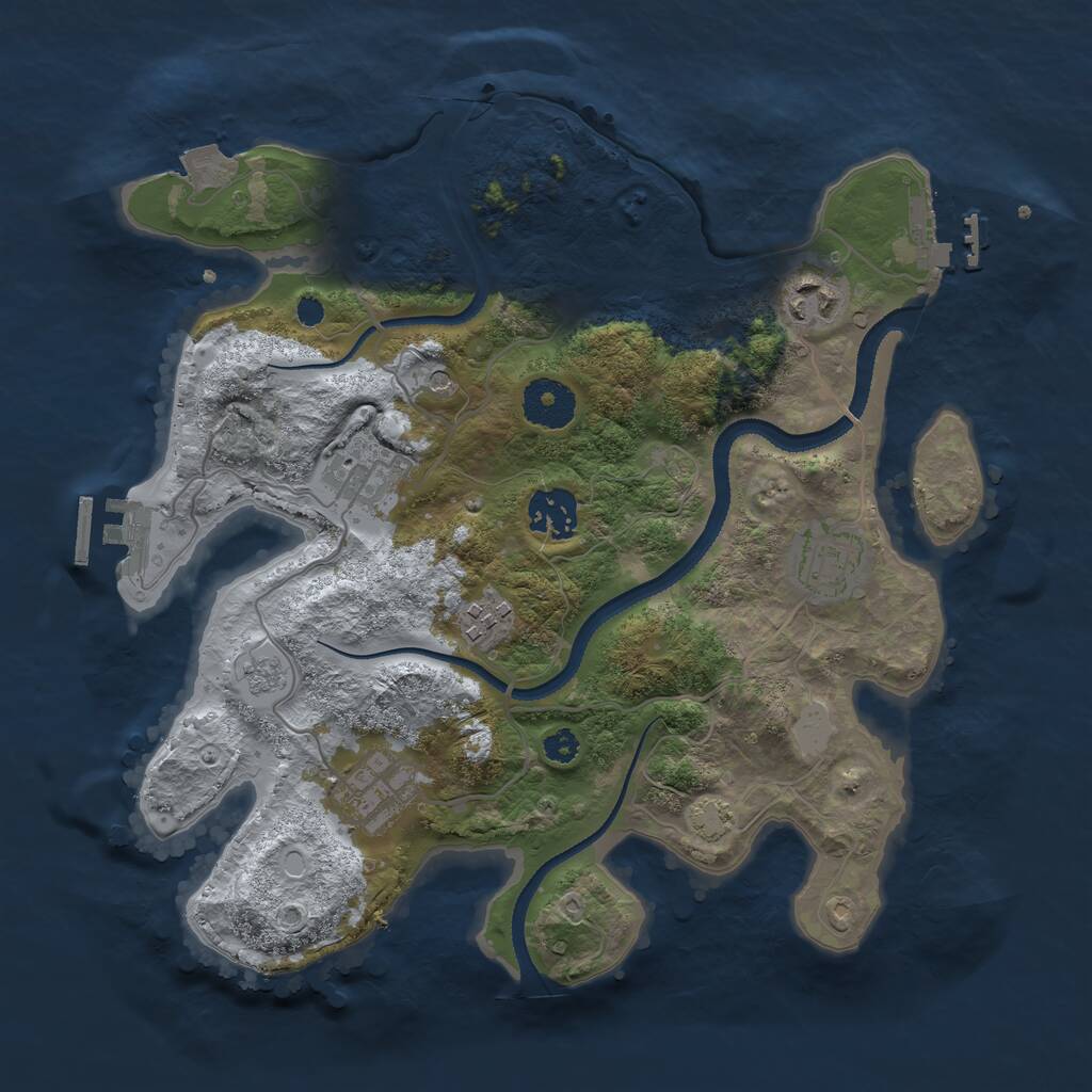 Rust Map: Procedural Map, Size: 3200, Seed: 9977, 12 Monuments