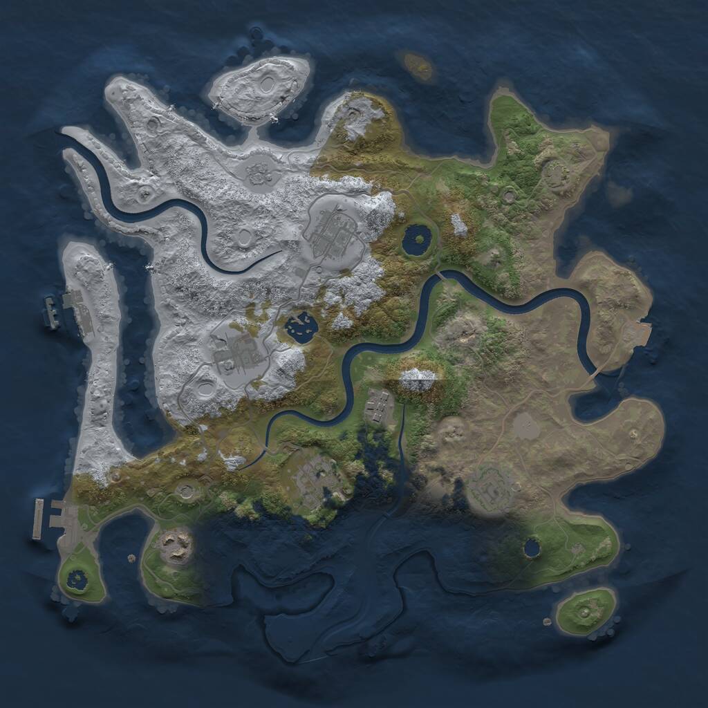 Rust Map: Procedural Map, Size: 3500, Seed: 34368347, 13 Monuments
