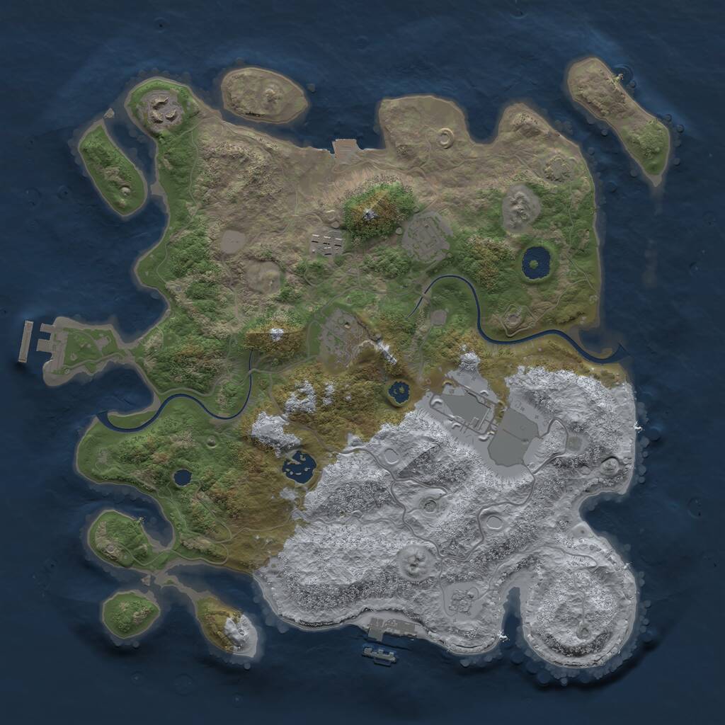 Rust Map: Procedural Map, Size: 3500, Seed: 39373453, 12 Monuments