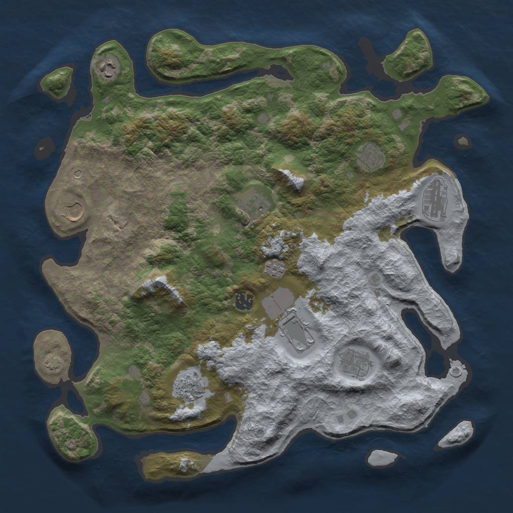 Rust Map: Barren, Size: 4100, Seed: 14979140, 14 Monuments