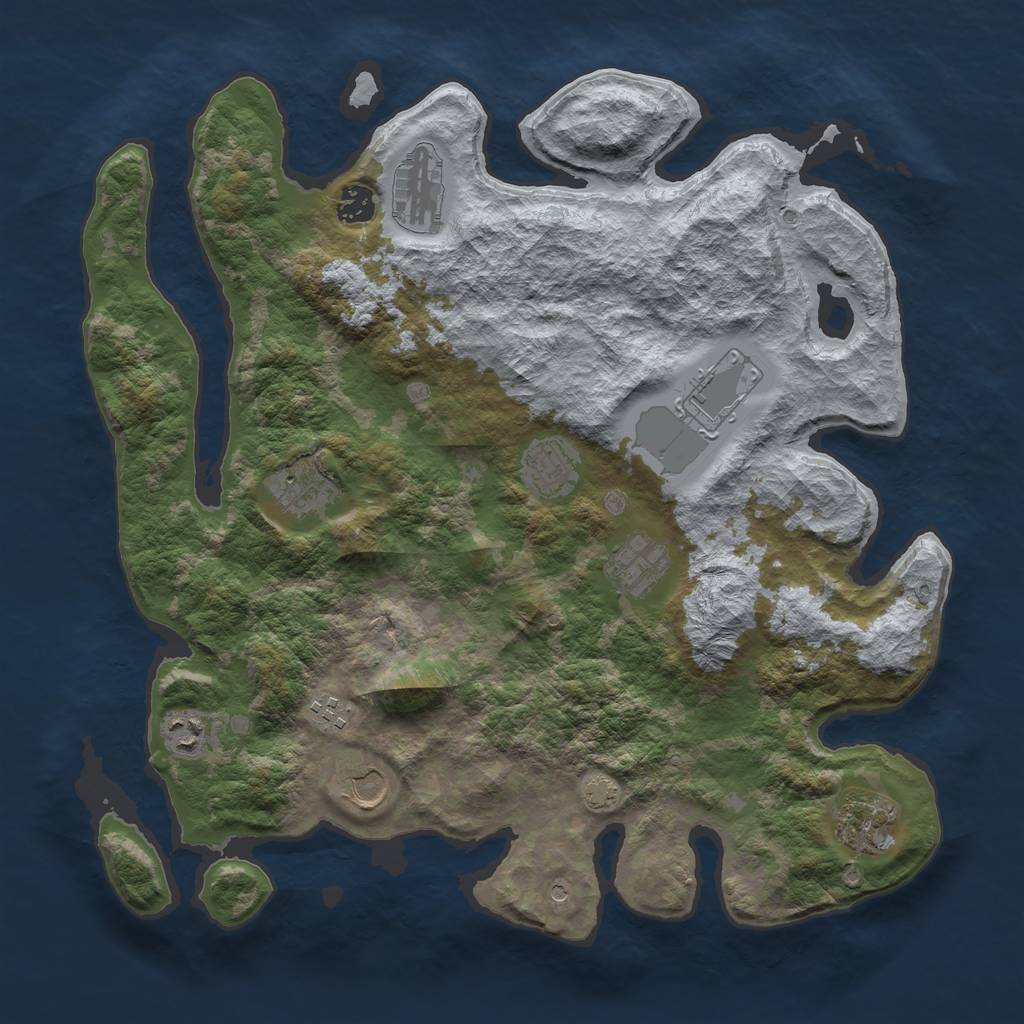 Rust Map: Barren, Size: 3950, Seed: 76532388, 14 Monuments