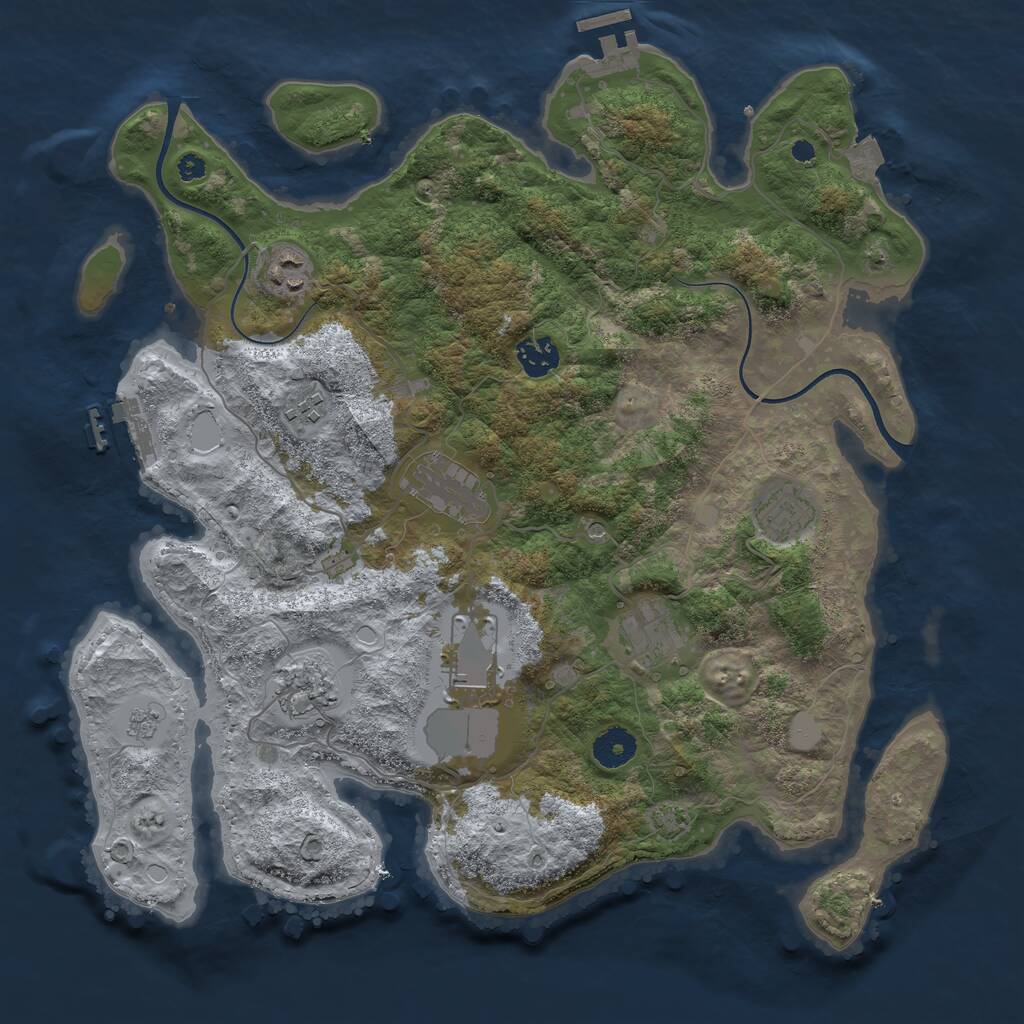 Rust Map: Procedural Map, Size: 3750, Seed: 44600672, 14 Monuments