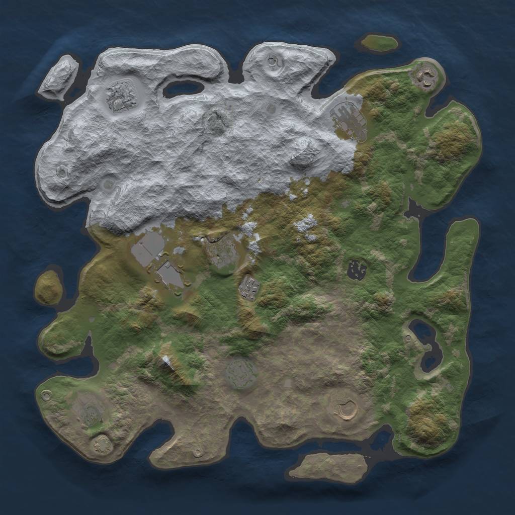 Rust Map: Barren, Size: 3900, Seed: 47116334, 14 Monuments