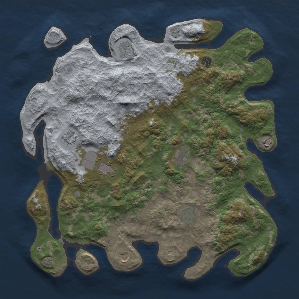 Rust Map: Barren, Size: 4400, Seed: 91719957, 13 Monuments