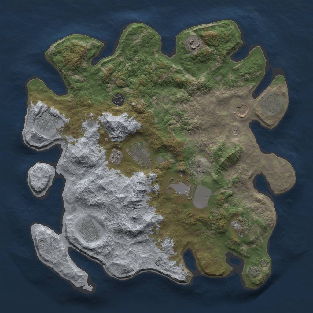 Rust Map: Barren, Size: 3700, Seed: 20894970, 14 Monuments
