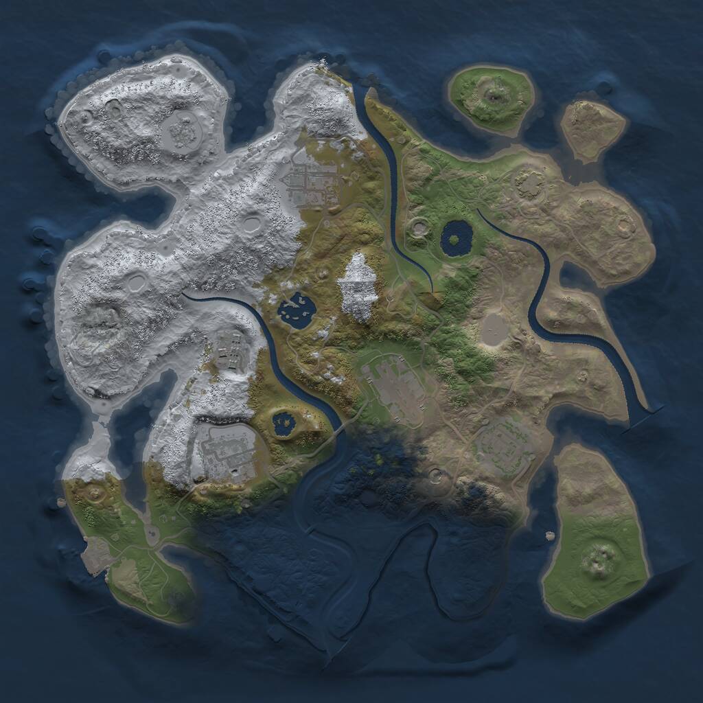 Rust Map: Procedural Map, Size: 3000, Seed: 437617593, 10 Monuments