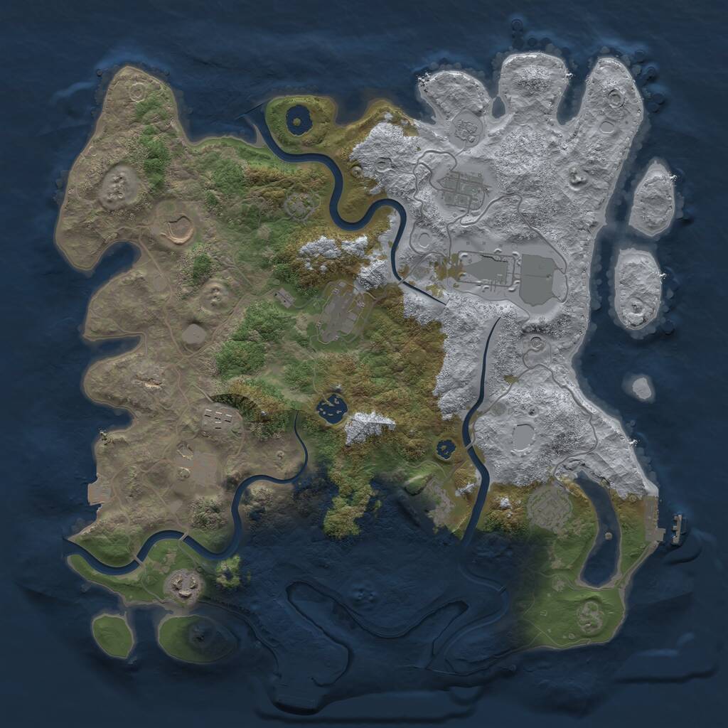 Rust Map: Procedural Map, Size: 3900, Seed: 9092459, 16 Monuments