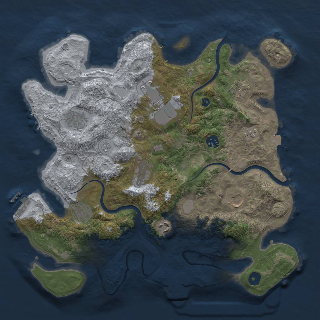 Rust Map: Procedural Map, Size: 3700, Seed: 22606570, 15 Monuments