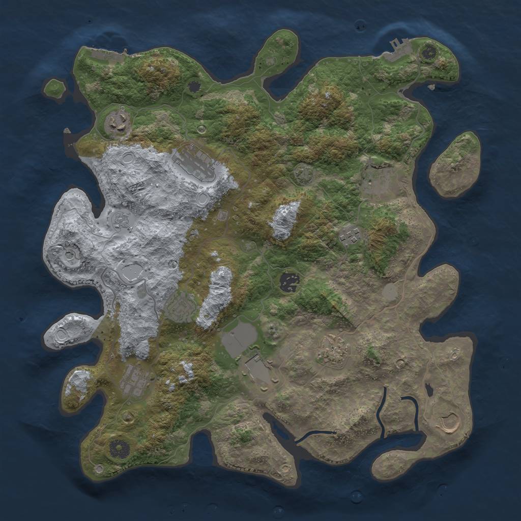 Rust Map: Procedural Map, Size: 3850, Seed: 32738349, 18 Monuments