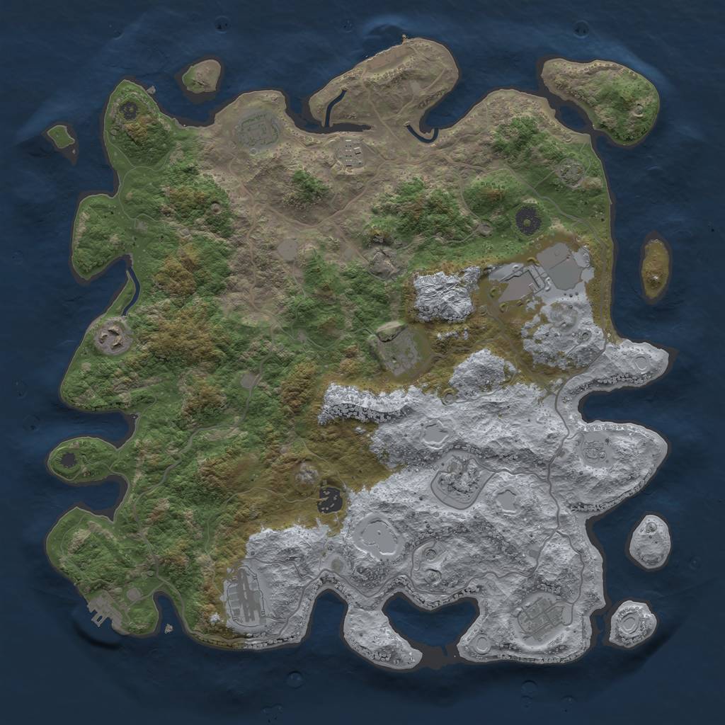 Rust Map: Procedural Map, Size: 4100, Seed: 49796610, 17 Monuments