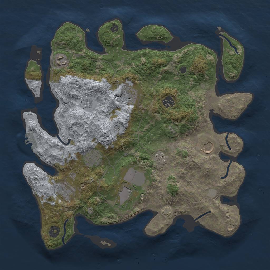 Rust Map: Procedural Map, Size: 3500, Seed: 33112305, 15 Monuments