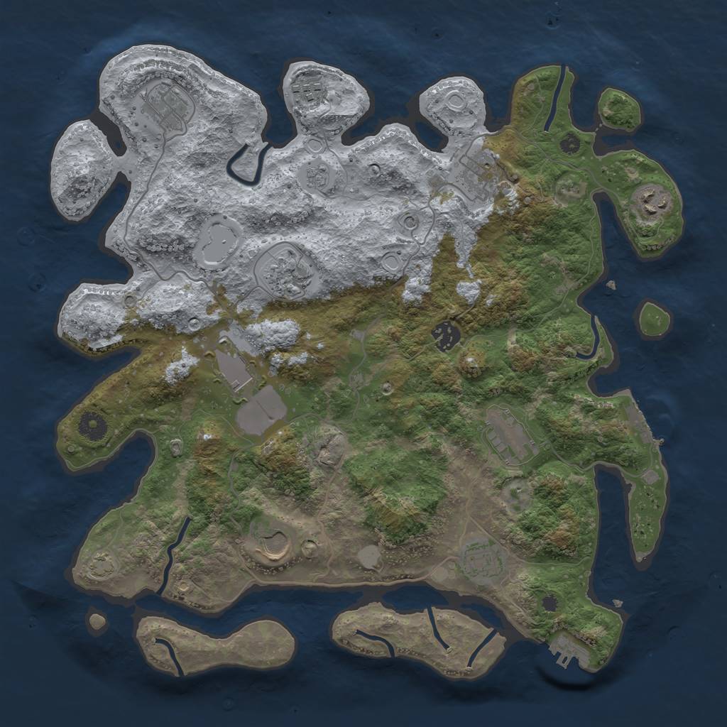 Rust Map: Procedural Map, Size: 3800, Seed: 83576445, 18 Monuments