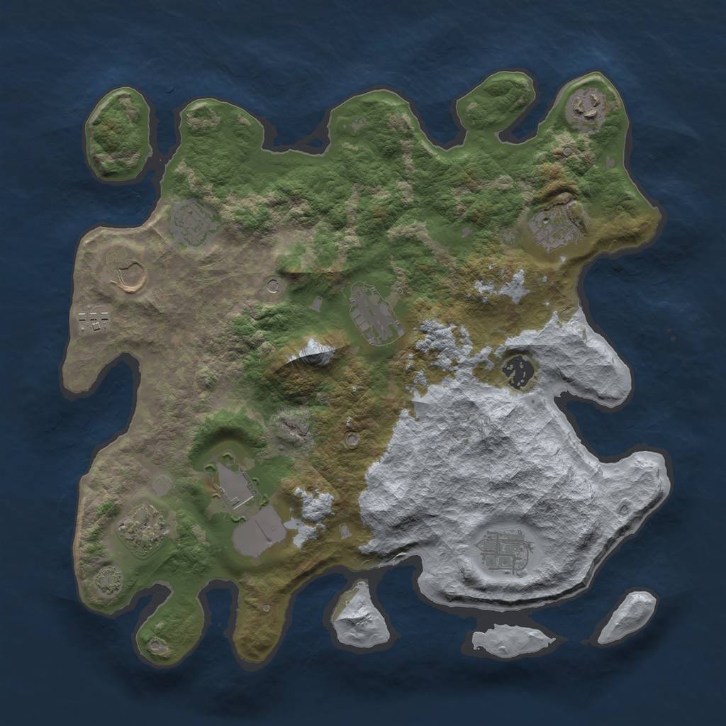 Rust Map: Barren, Size: 3600, Seed: 78546686, 14 Monuments