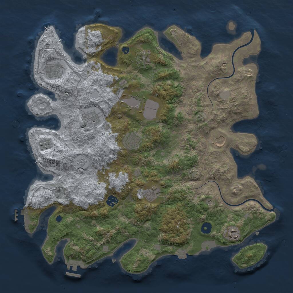 Rust Map: Procedural Map, Size: 3950, Seed: 70543153, 16 Monuments